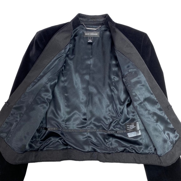 CLUB Monaco Velvet Stand Collar Blazer Jacket In Black Size 8 Style #00700283 - Picture 6 of 8